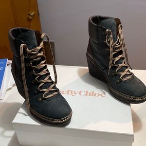 EUC See by Chloe Wedge Booties.